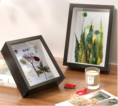 HD Glass Wooden Black Hollow Photo Frame, 4x6 Shadow Box for Flower Pressing, Seashell Display, Pet Memorial (10pcs)
