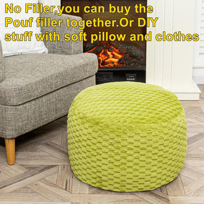 20x20x12 Inches Asuprui Fur Ottoman Stool Unstuffed Footstool Cover Floor Pouf Foot Rest Round Poof Seat Floor Bean Bag