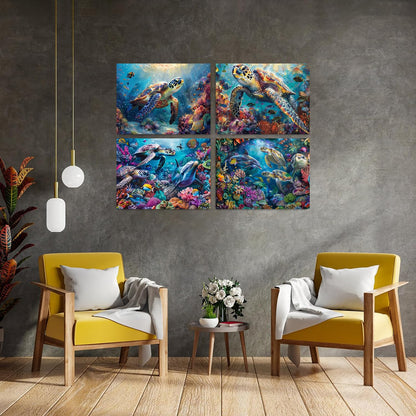 DOTSOPS Diamond Painting Kits Art Adults Painting Kit Crafts DIY 5D Diamond Art Packs Kits Full for Adults Beginner Home Wall Decoration Gift 11.8x15.7 Inches (4 Pack Marine Animal)