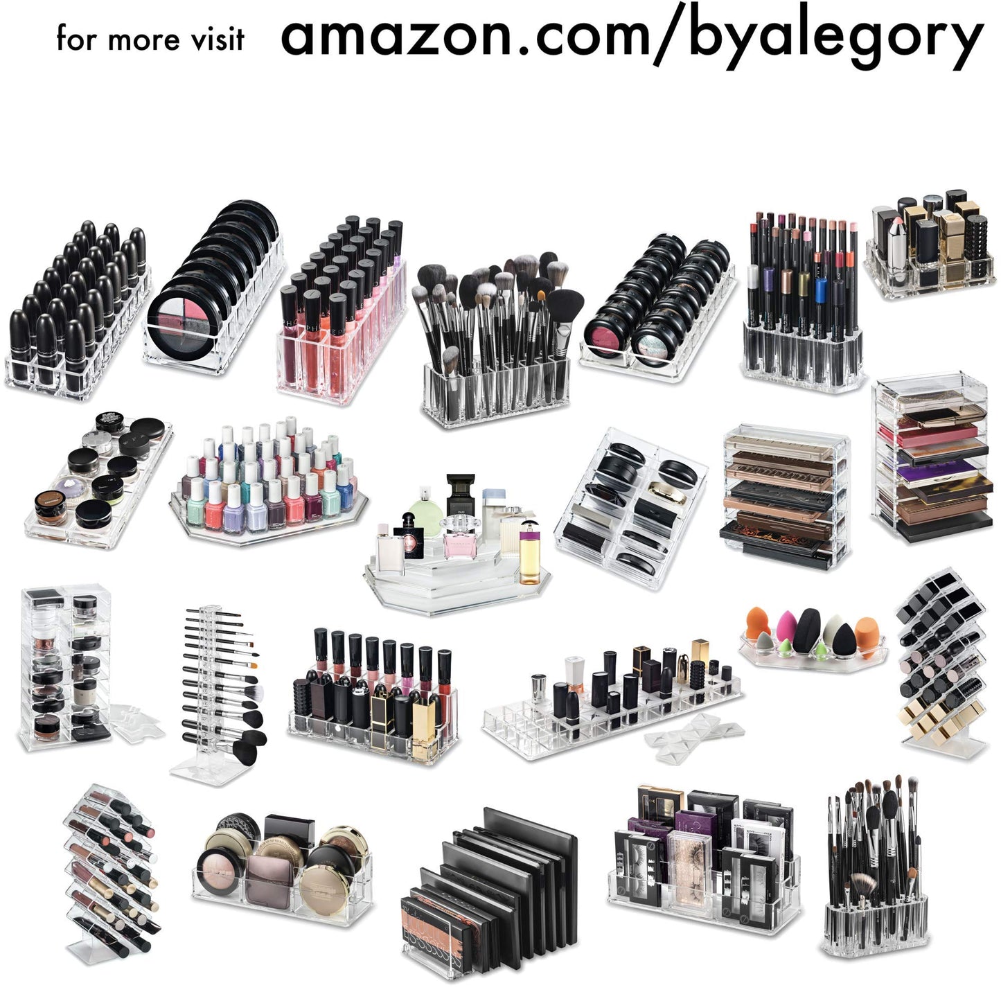BY ALEGORY Acrylic Nail Art Tool Organizer Storage for Storing Pro Beauty Finger Nailcare Art Kit Tools Makeup Display Case Refillable Container Holder Organization