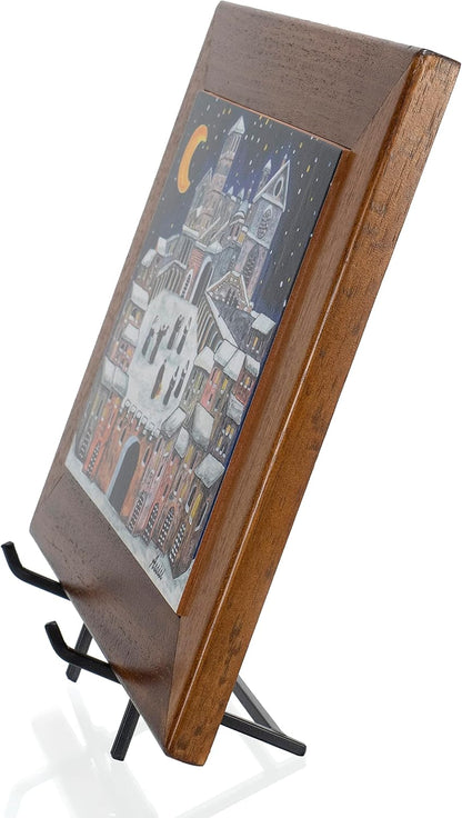 Red Co. 12” Tall Decorative Modern Metal Plate Stand and Art Holder Easel in Black Finish