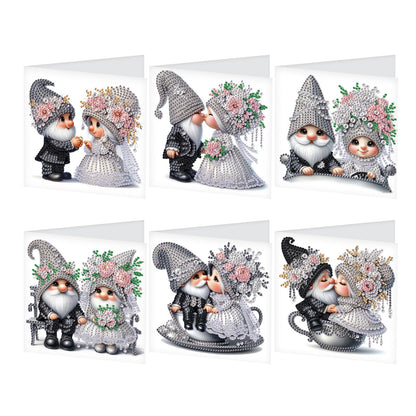 JZHYOAN 6Pcs Diamond Painting Cards for Marry Diamond Art Card with Envelopes Double -Person Wedding Greeting Cards Crystal Arts Craft Handmade Gem Art Gem Painting Mosaic Kit for Adults