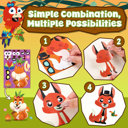 sinceroduct 100 Sheets Make a Face Stickers for Kids, Make Your Own Sticker,20 Styles Waterproof Kids Animal Stickers for Christmas, Valentine's Day Decoration, Gift, Reward, Travel Activities