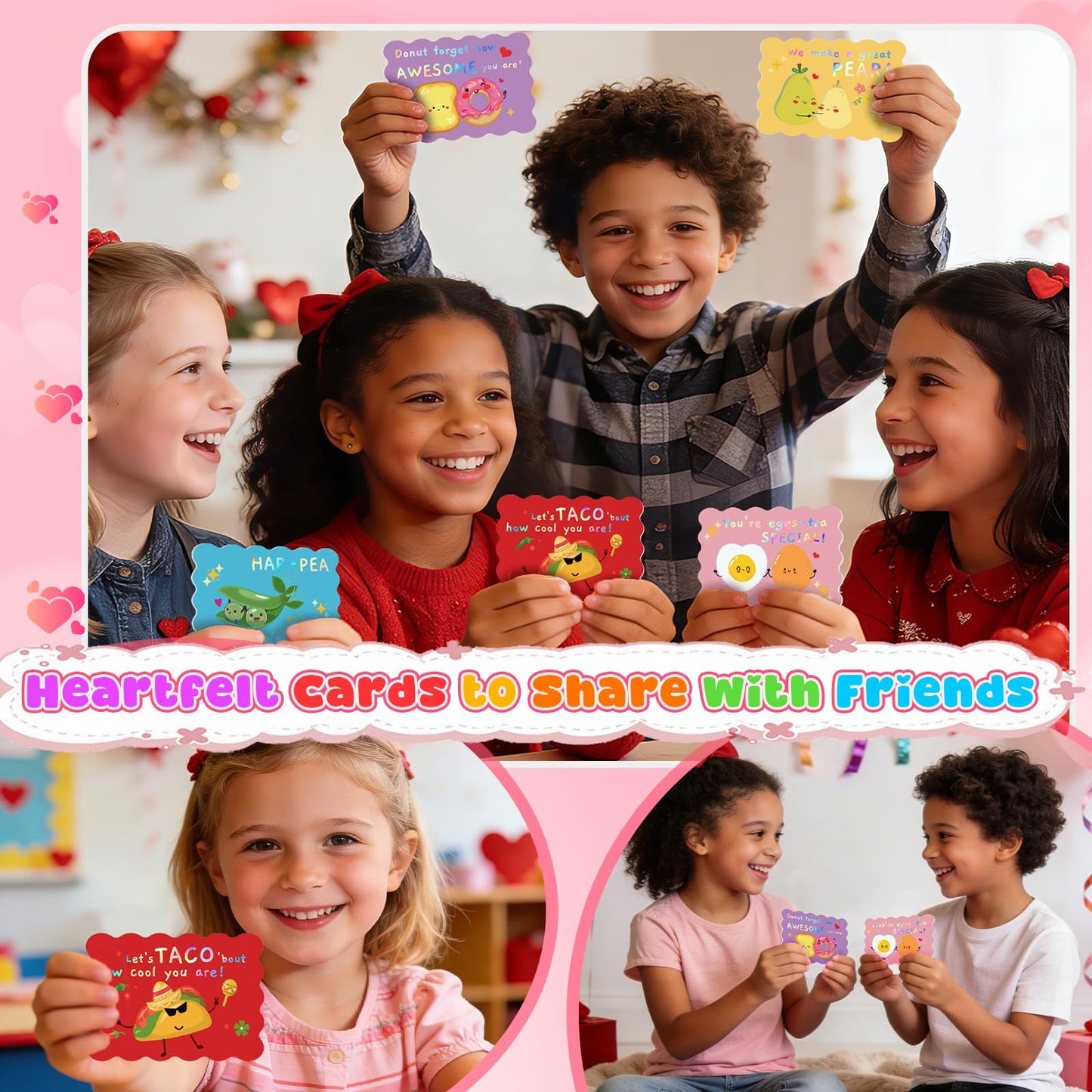 36 Pack Valentines Day Cards for Kids School, Gold Foil 4.7x3.2in Cute Classroom Cards with Envelopes & Stickers, 9 Fun Designs for School Exchange, Perfect for Kids, Friends, and Valentine’s Day Parties