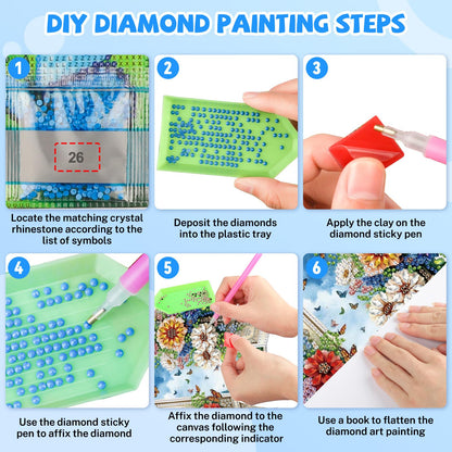 Bowetile Garden Scene Diamond Art Hanging Kits for Adults, Diamond Art Suncatchers Enchanted Flower Door, 5D Special Shape Diamond Painting Pendant Window Ornament Gifts for Home Wall Decor
