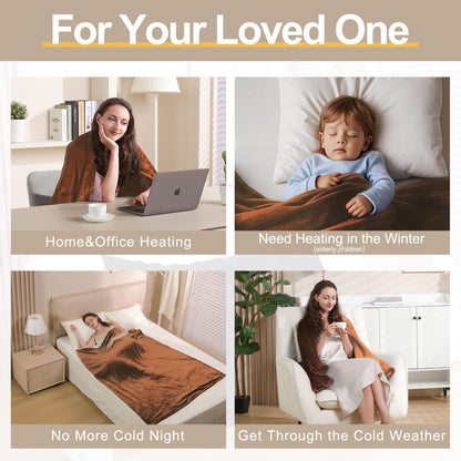 Gintao Electric Heated Blanket Throw,Double Flannel Electric Throw with 3 Heating Levels,ETL&FCC Certified, 4H Auto Off Overheat Protection,Heating Blanket for Home Office,Gifts,50"x60",Gray