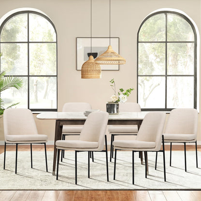 MALOL Dining Chairs Set of 6, Modern Dining Chairs, Fabric Upholstered Dining Chairs, Kitchen Chairs with Curved Back and Metal Legs for Dining Room Kitchen Restaurant, Beige