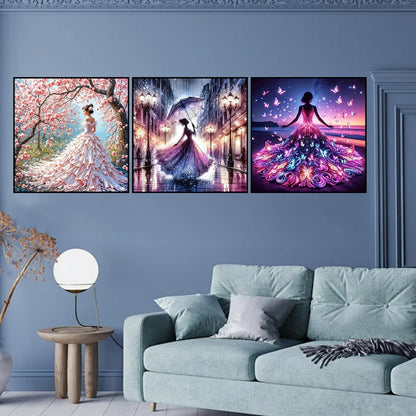 croshom Diamond Art Kits for Adults, 3 Packs Woman Diamond Painting Kits for Adults Beginners, 5D DIY Full Round Drill Gem Craft for Adult Gifts, Home Wall Decor 12" x 12"