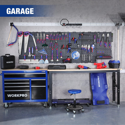 WORKPRO 16”x 16” Metal Peg Board, Foldable Black Pegboard for Wall Organization, Steel Panel with Round Holes & Vertical Slots, Ideal Tool Organizer in Office and Craft Room, 3 Pack