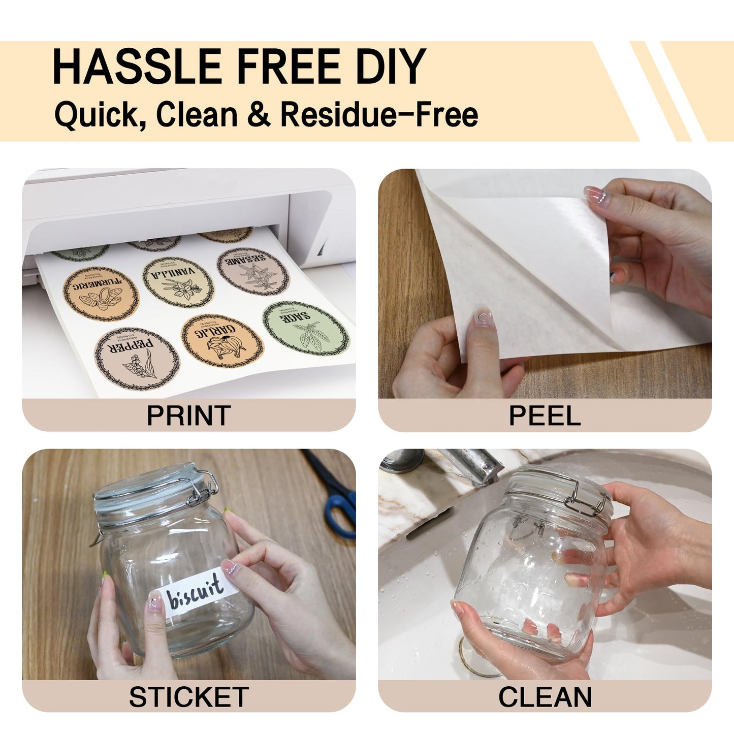 L LIKED Dissolvable Food Labels - 25 Custom Stickers, 8.5" x 11" Printable Labels for Inkjet Printers, 25 Sheets
