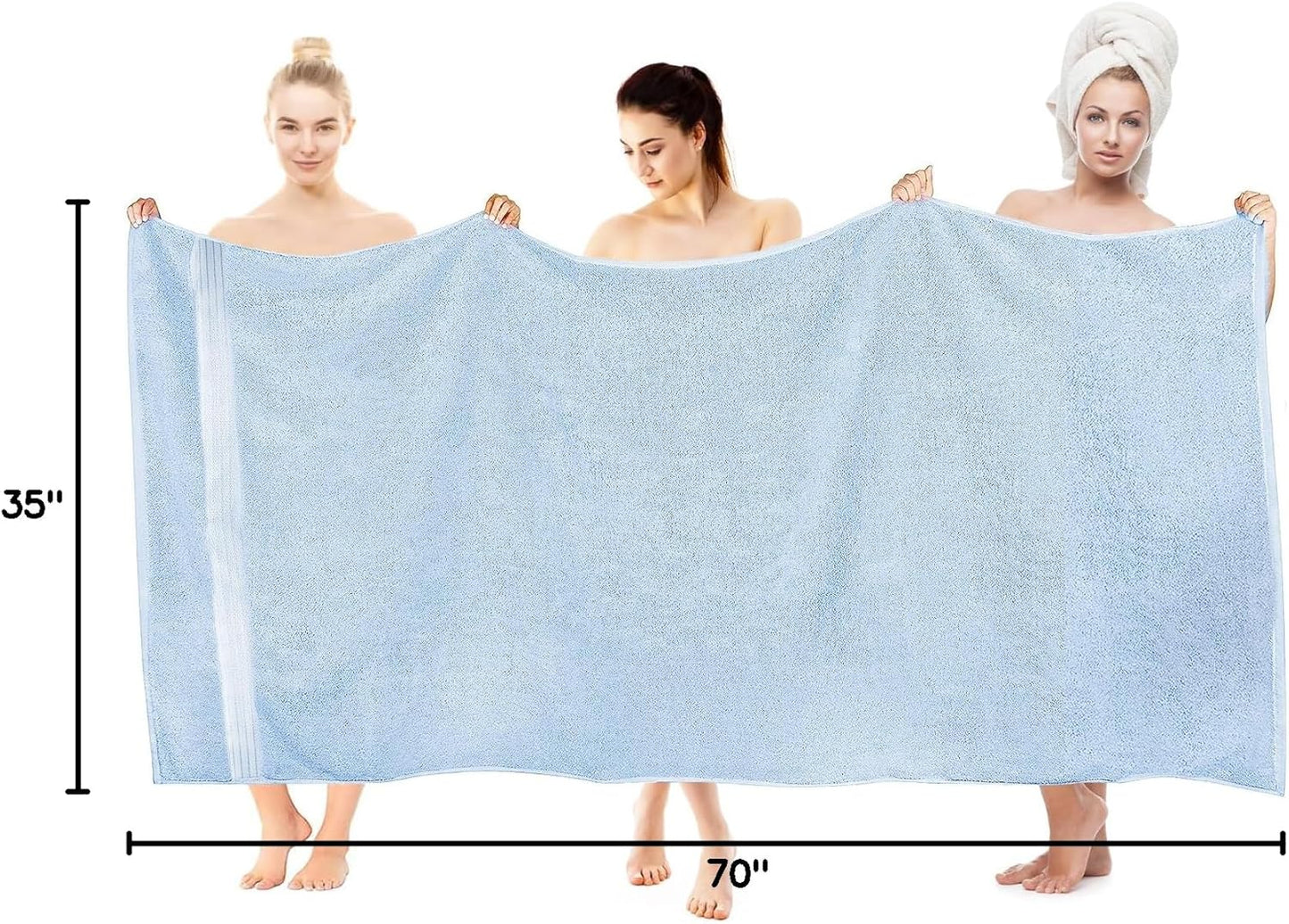 COZYART 35x70 650GSM Light Blue Oversized Bath Sheet for Bathroom Cotton Body Shower Towel Soft Absorbent Durable Extra