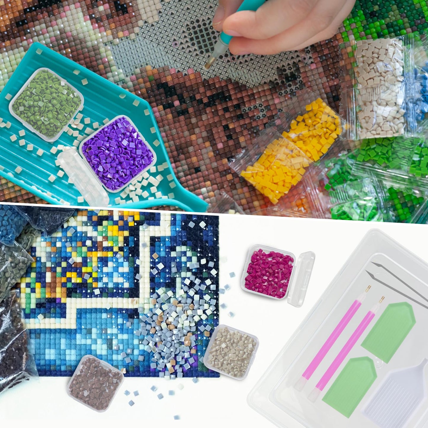 Guyuyii Bead Organizer Box - 30 Individual Small Clear Plastic Bead Organizers and Storage with Hinged Lid for Diamond Painting, Seeds & Jewelry - Portable Travel Container Set