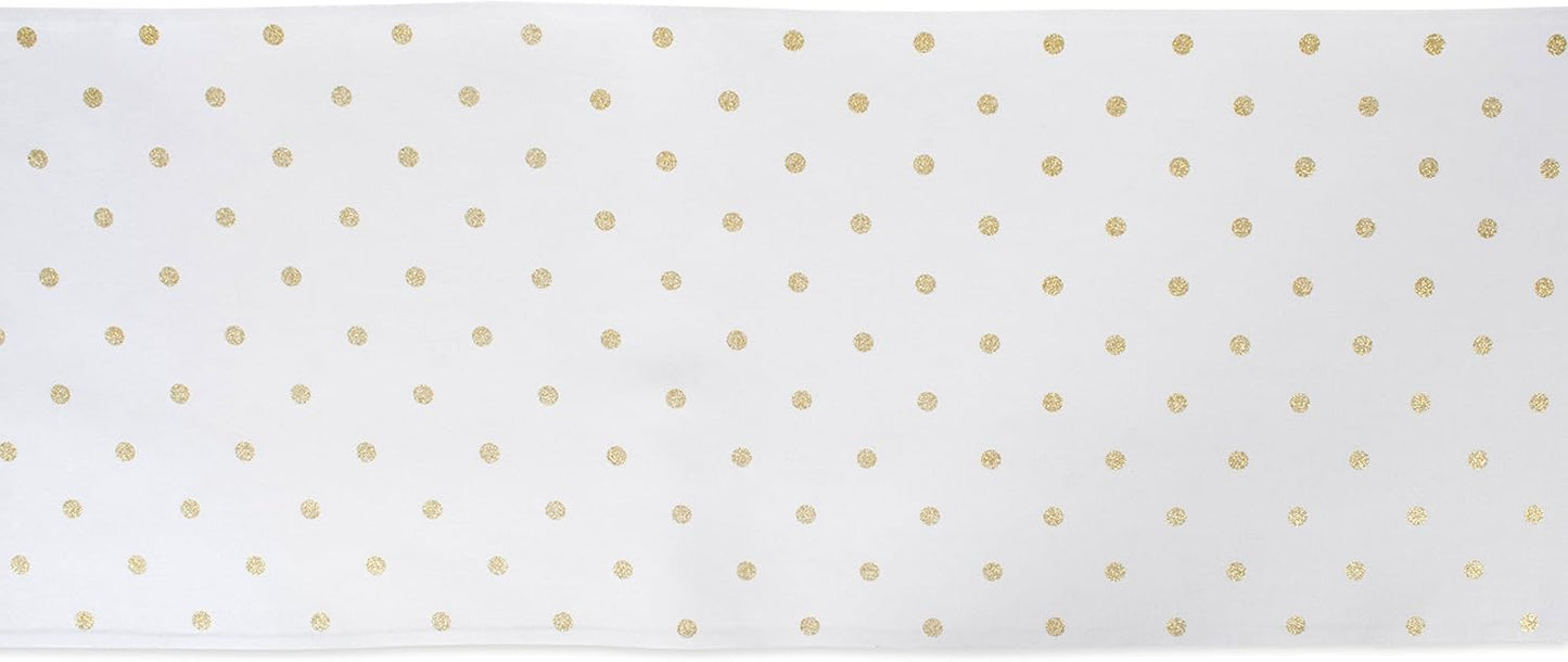 13x90, DII Polka Dot Kitchen Collection, Table Runner, Metallic White/Gold Reversible