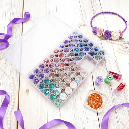 Pumtus 2 Pack Diamond Art Storage Containers, 120 Grids Beads Organizer Box with Label Stickers, Plastic 5D Embroidery Accessories Storage Case Jars for DIY, Art, Craft, Rhinestone, Seed