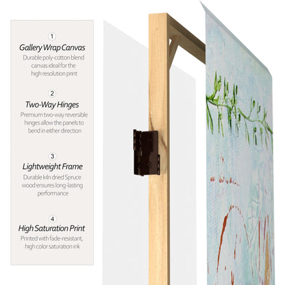 Red Lantern 5 ft. Tall Winter's Peace Canvas Room Divider 5 Panel Freestanding Folding Privacy Screen, Partition, and Separator for Modern and Contemporary Bedroom, Home Office, Studio, Dorm