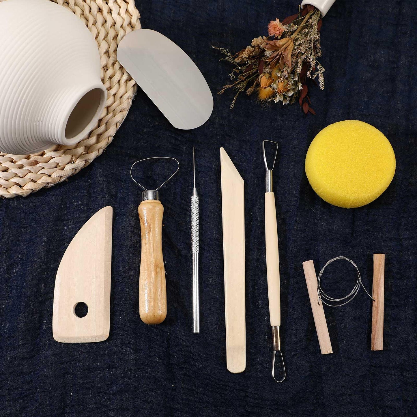 Leriton 160 Pcs Pottery Clay Tools Kit Sculpting Clay Tool Includes Cutting Modeling Trimming with Wooden Handles Carving Kit for Beginners Carving Shaping