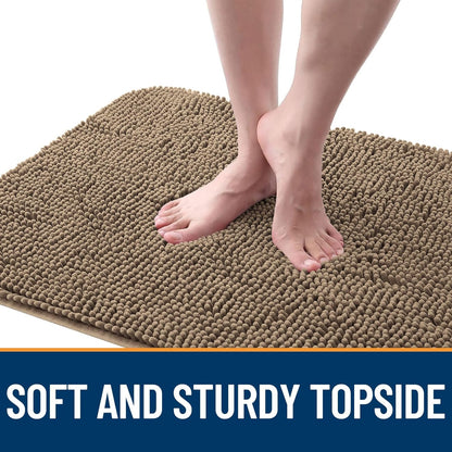 OLANLY Dog Door Mat - Absorbent Non-Slip Chenille Mat for Muddy Paws | 59x24 Inches, Tan