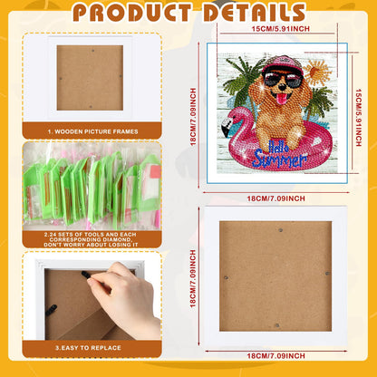Trandraft 13 Pcs Interchangeable Holiday Diamond Art Kits for Adults 5D Framed Seasonal DIY Diamond Paint with Full Drill Gems for Beginner Monthly Table Craft Gift Decor (Dog Style)