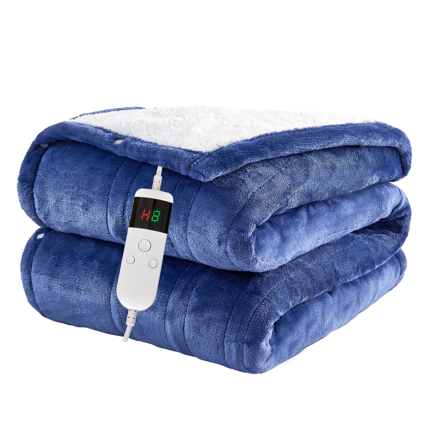 Electric Blanket Heated Throw, Soft Flannel Heating Blanket with 8 Hours Auto Off 10 Fast Heating Levels Machine Washable Sherpa Heated Blanket with Overheating Protection