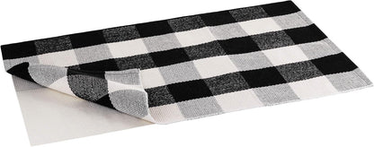 Buffalo Plaid Rug - Black and White Checkered Outdoor Rug, Washable 24x36 Inches