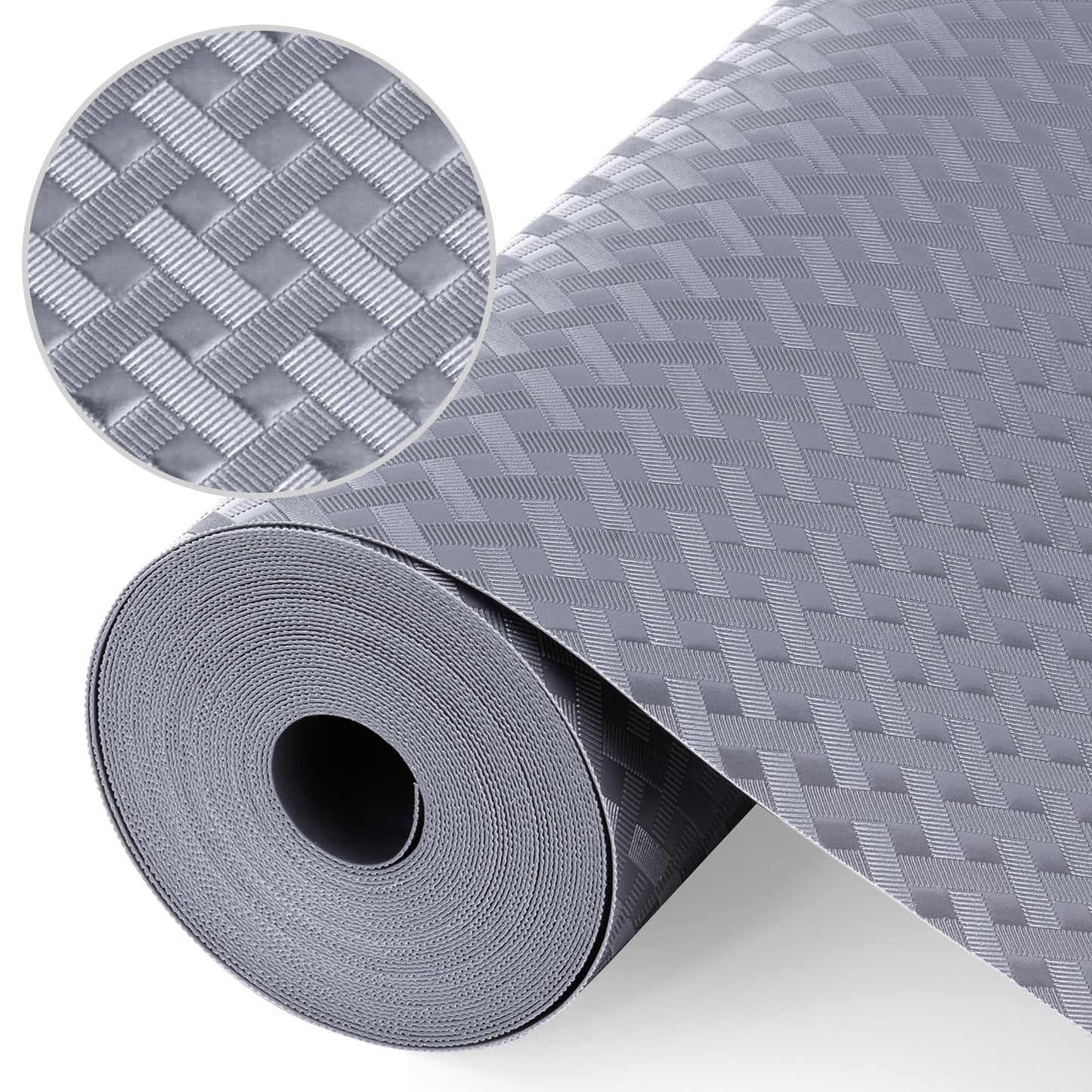 Origuuds Shelf Liners, Non-Adhesive Drawer Liner, Waterproof & Oil-Proof Kitchen Cabinet Cupboard Liner Plastic EVA Material BPA Free Fridge Liner Mats Paper Protector for Shelves (Grey/12in x 120in)
