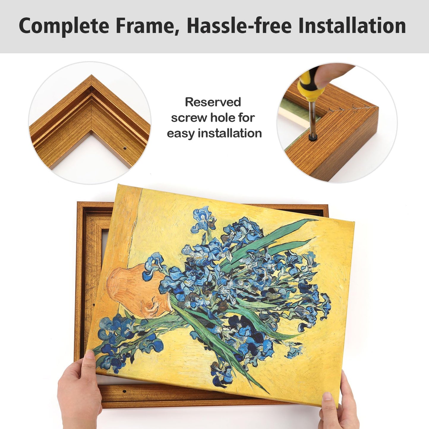 FOLKOR Floating Frame for 12x16 Canvas Board Paintings, 2 Pack Canvas Frames with 0.9 Inch Deep for Oil Paintings Art Prints Artwork, Floater Frame for Art Show Gallery Exhibition Wall Decor (Gold)