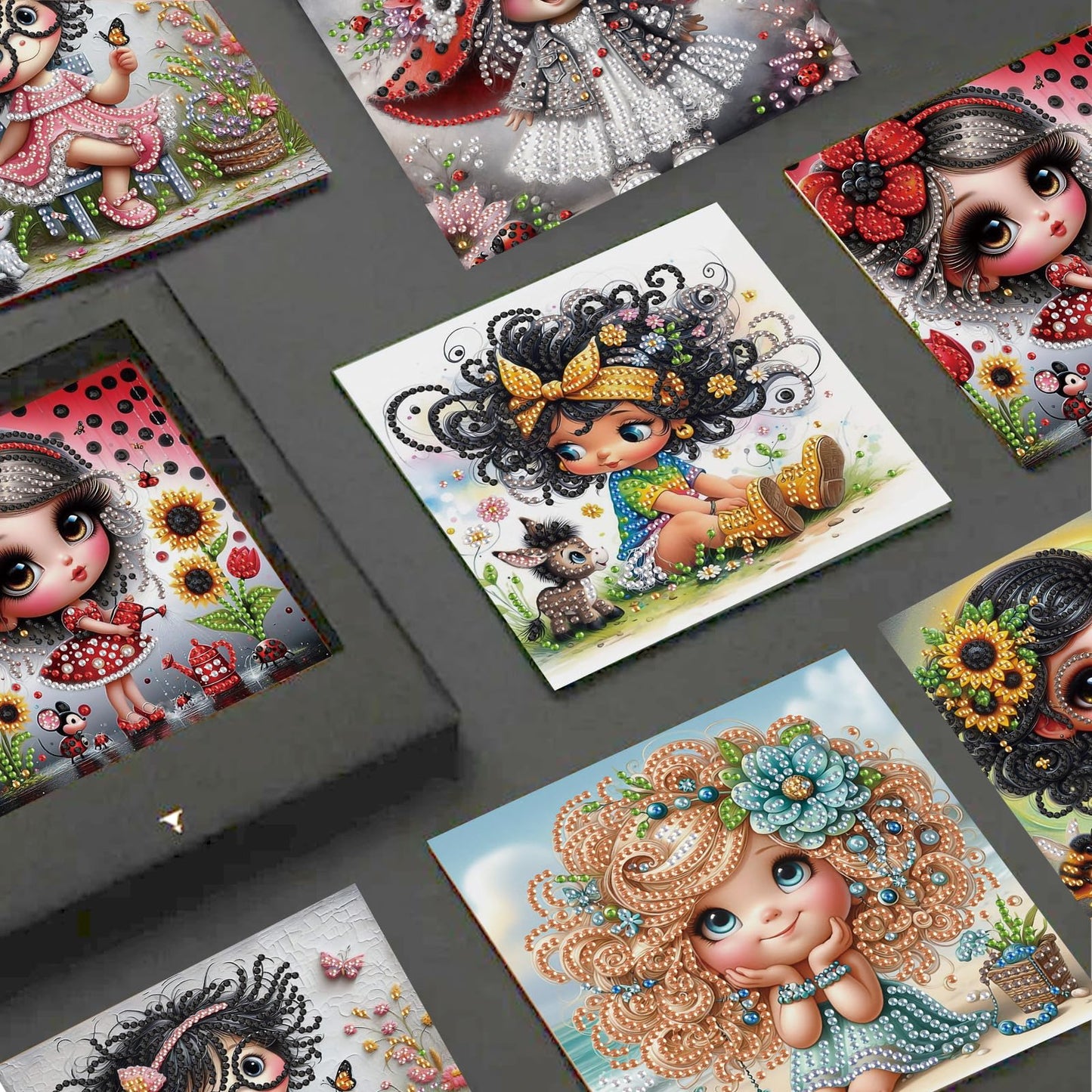 JISHSHAY 6 PCS Diamond Art Greeting Cards Diamond Painting Birthday Cards with Envelopes Gem Art Gem Painting with Special Drills for Thanksgiving Birthday Anniversary Valentine Festival Fairy Elf