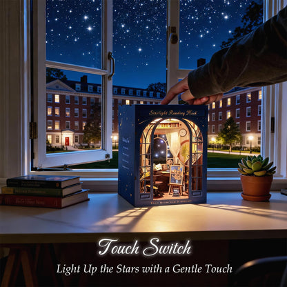 Dolphin Island DIY Book Nook Kit for Adults, 3D Wooden Puzzle Booknook Miniature House Kit (Starlight Reading Nook)