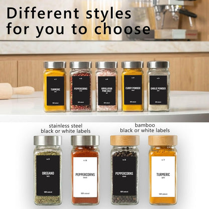 24 4oz 280 Deco haus Glass Spice Jars with Label x [LABELS incl] Spice Containers with Labels, Shaker Lids, Funnel