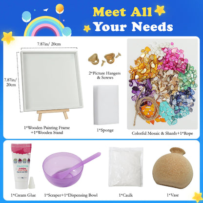 Kssiaz DIY Vase Mosaic Painting Kit, DIY Mosaic Arts and Craft Kits with Vase Flower Mosaic Accessories, Handmade Sticker Painting Gem Art Kit Christmas Room Decor