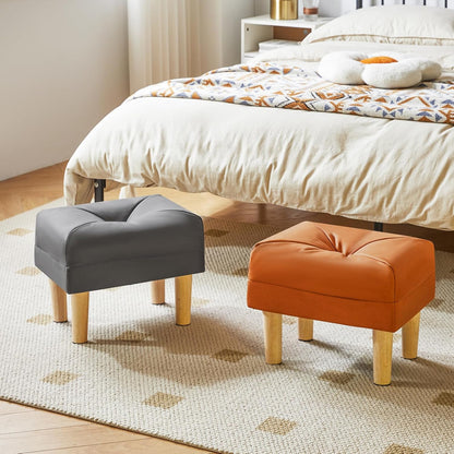 15.75" 11.42" W12.6" UHBD040BG YMYNY Small Footstool Ottoman, Faux Leather Footrest with Sponge Padded Seat, Step Stool