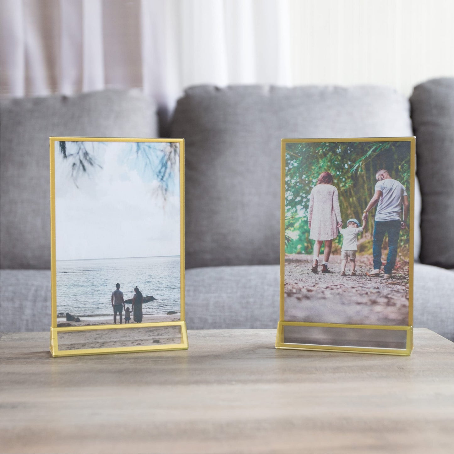 4x6 Picture Frames 6-Pack - Floating Frame Set for Table Numbers, Wedding Signs, Photos, or Table Decor by Great Northern Popcorn (Gold)