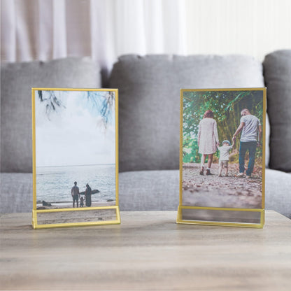 4x6 Picture Frames 6-Pack - Floating Frame Set for Table Numbers, Wedding Signs, Photos, or Table Decor by Great Northern Popcorn (Gold)