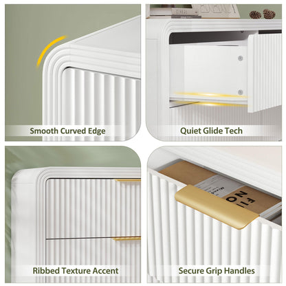 Decofy Fluted Drawers Dresser for Bedroom, Wood Dressers with Gold Handles, Modern Dressers with Wave Texture, Large Storage Chest of Drawers, Bedroom Dresser Organizer 55'' & 6 Drawers (Pure White)
