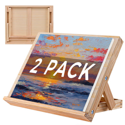koseibal Art Easel for Painting, Tabletop Wooden Easel Stand，Adjustable Angle Portable Easel for Canvas, Ipad, Book, Artwords Display （2 Pack）