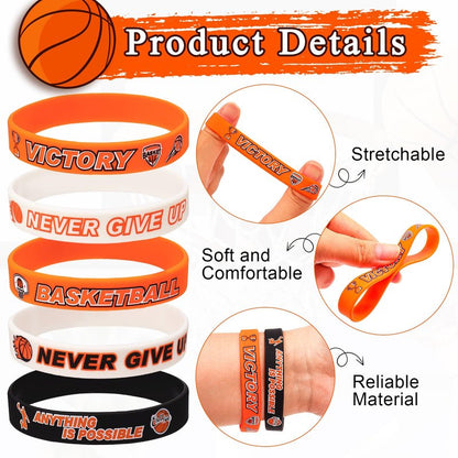 VICROIC 30 PCS basketball silicone bracelets Rubber wristbands, basketball motivational Silicone bracelets for Team Awards Gifts Sports Themed Party Favors