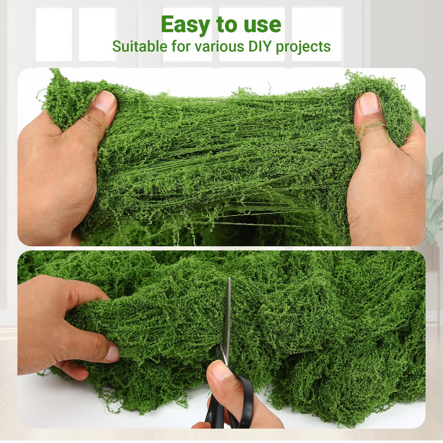 BESKIT Artificial Green Moss for Potted Plants, 10.6 oz Fake Moss Decor for Indoor Plants, Glass Containers, Wedding, Gardens, DIY Crafts (Dark Green)