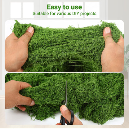 BESKIT Artificial Green Moss for Potted Plants, 10.6 oz Fake Moss Decor for Indoor Plants, Glass Containers, Wedding, Gardens, DIY Crafts (Dark Green)