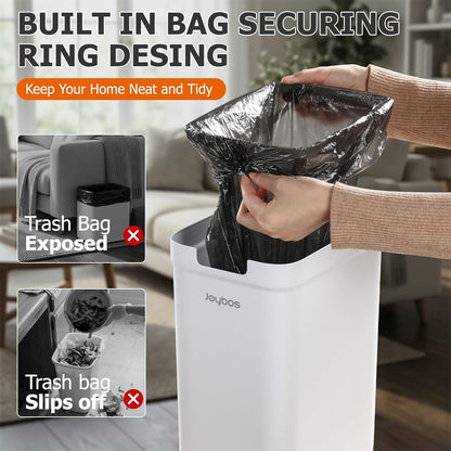 Spreezy 2 Pack Lid(3.6 2.4 Small Trash Can with Gal & Gal), Bathroom Garbage Can with Hidden Trash Bag Storage, Slim