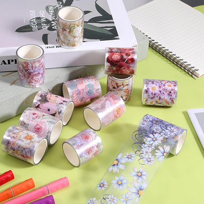 Exclaith 12 Rolls Floral PET Tape for Journaling and Scrapbooking Aesthetic Washi Tapes Floral Journaling Tape for Art Crafts, Aesthetic Washi Tapes Scrapbooking Supplies