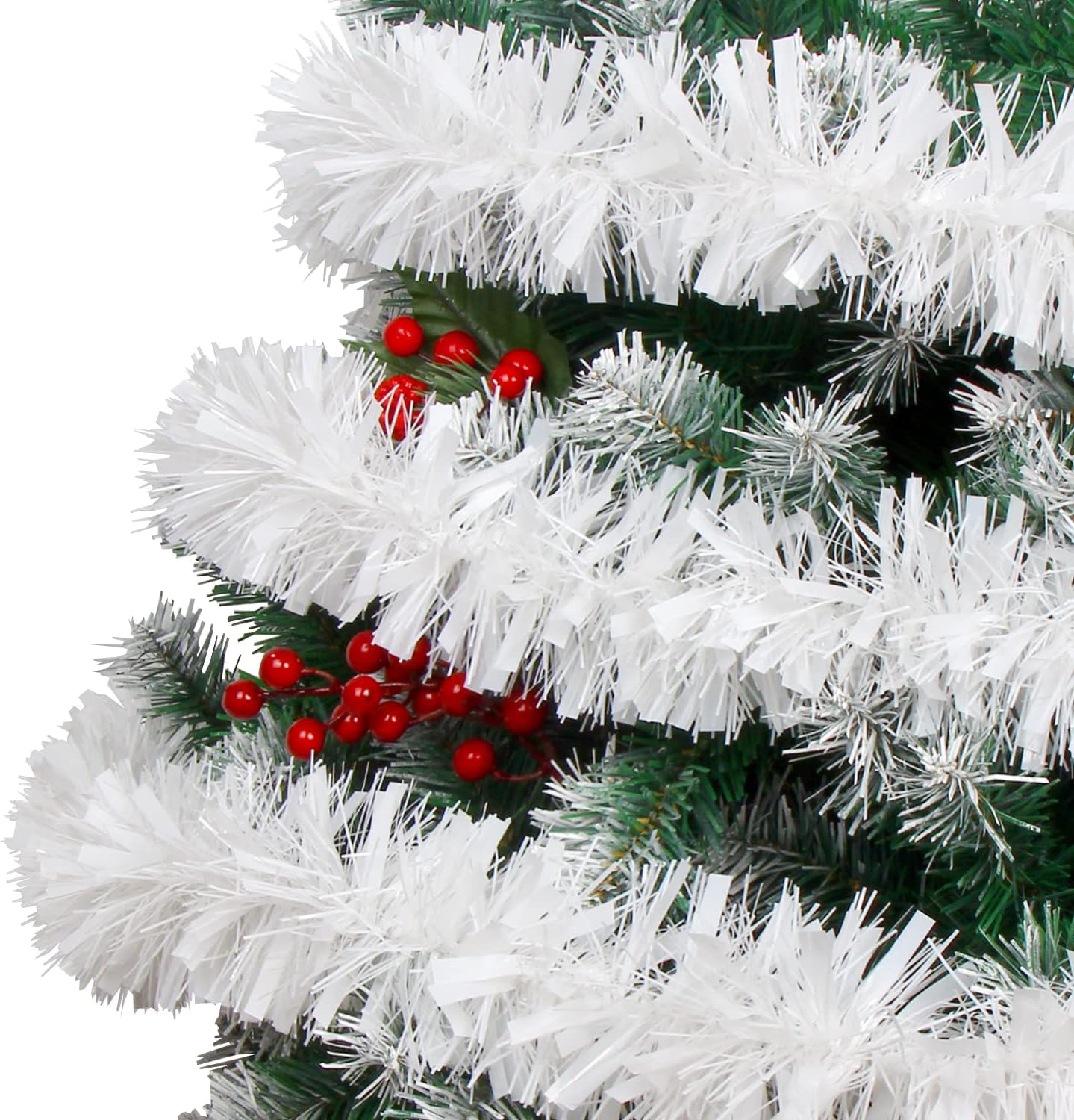 FOIMAS 33FT Christmas Tinsel Garland, White Twisted Metallic Hanging Garland for Christmas Tree, Fireplace Home