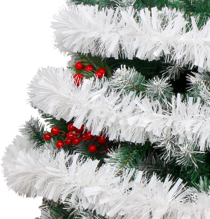 FOIMAS 33FT Christmas Tinsel Garland, White Twisted Metallic Hanging Garland for Christmas Tree, Fireplace Home