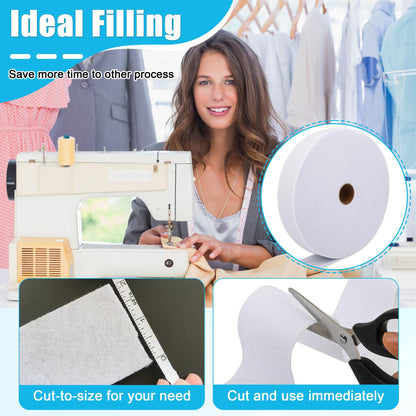 3 Roll Batting Strips 2 1/4 Inch 150 Yards with Scissors, Rule for Jelly Roll Rugs Cotton, Larbeti Jelly Roll Rug Batting for Cotton Blend Batting (White)