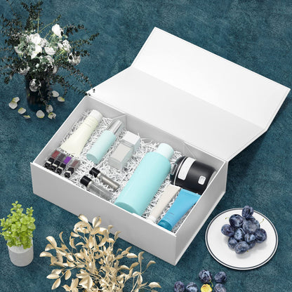 RYDDOY 5 Pack White Gift Box, 9.5x6x3'' Gift boxes for Presents with Lids Magnetic Closure Rectangle Collapsible for Bridesmaid Proposal Box, Wedding, Christmas, Halloween, Birthday Gift Packging