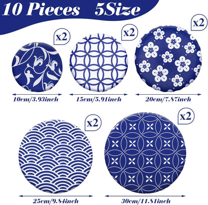 Patelai 10 Pieces Reusable Bowl Covers in 5 Sizes, Stretch Cloth Fabric Elastic Food Storage Covers