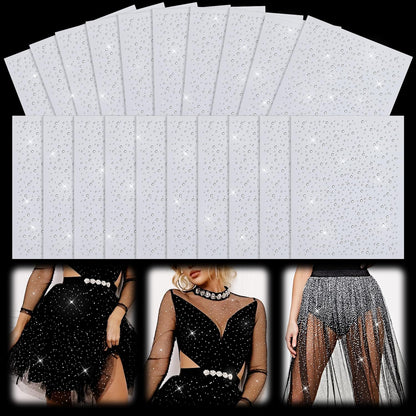 20 Sheets Iron-on Rhinestone Sheets Transfers for Clothing, Glitter Crystal Hotfix Transfers Decals, Hot Melt Sparkle Flat Round Rhinestone Patches for Clothing Craft DIY Decor