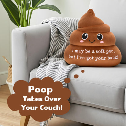 HOMQYTE Funny Poop Throw Pillow Decorative Positive Poo Stuffed Plush Cushion for Couch Home Decor Christams Gag Gifts (Brown)