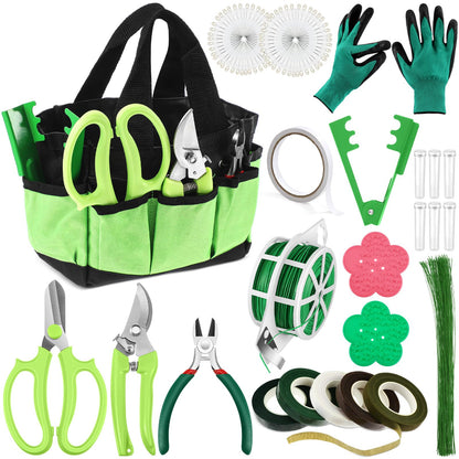 207 Pcs Flower Arrangement Supplies Florist Garden Tool Gift Kit for Women Include Green Tool Bag Thorn Remover Rose Stripper Outdoor Hand Tools Stem Pruning Shear Gloves Stem Wire Etc Wedding DIY Kit