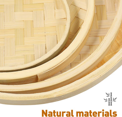 Luxshiny 4pcs Bamboo Weaving Basket, Mini Woven Tray for Bread Display and Craft Storage