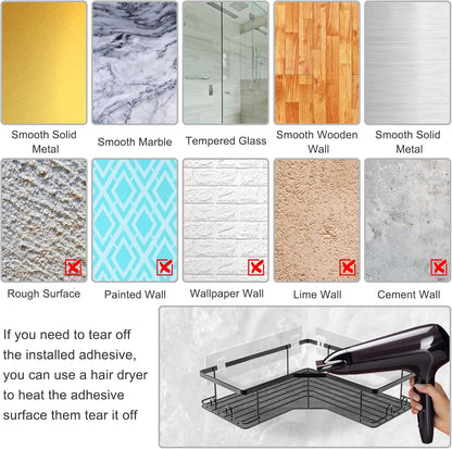 AOUKAR 4pack Shower Caddy Shelf Adhesive Replacement Stickers Pads For Bathroom Corner Organizer Basket, No Drilling